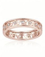 Art Nouveu Wedding Band with Diamonds Yellow Gold