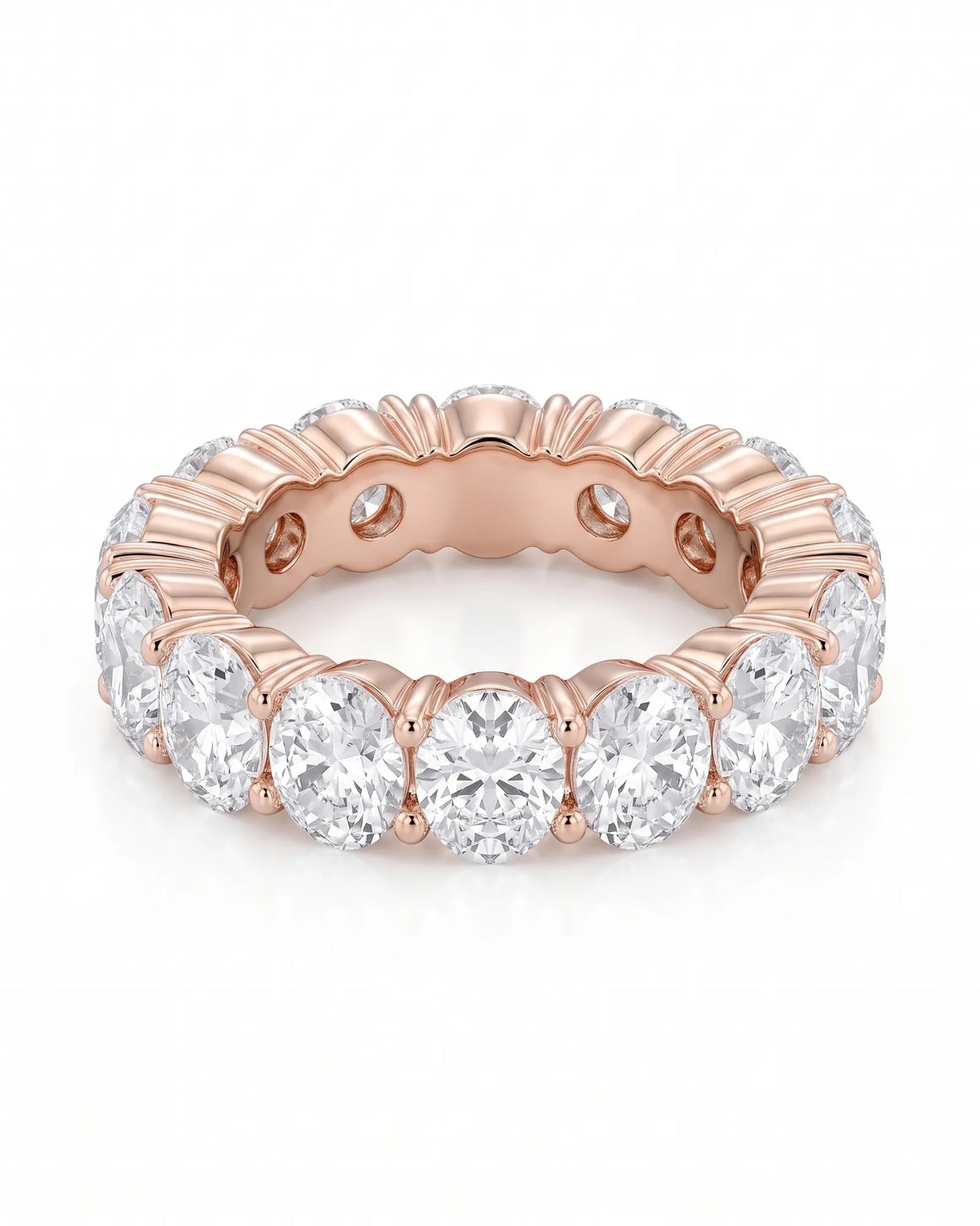 Thick Oval Diamond Wedding Bands 14 carats