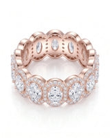 Oval Ring Wedding Band with Halo in White Gold