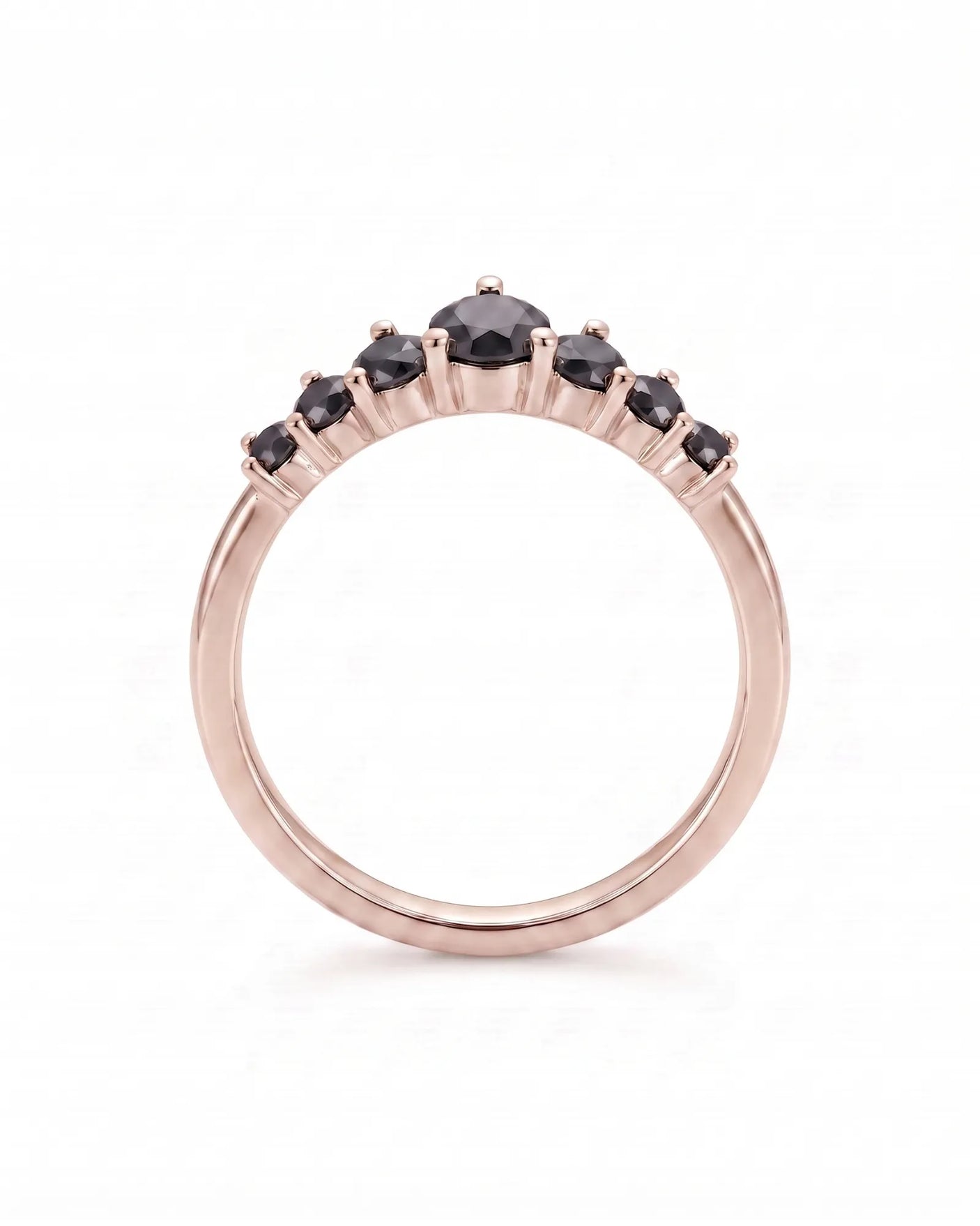 Black Diamond Curved Band in 18K Yellow Gold