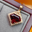 Hexagonal Rubellite Pendant in 18K Gold