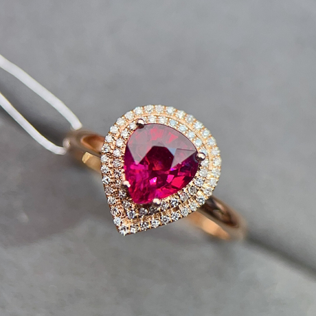 Natural Tourmaline Diamond Ring in Rose Gold