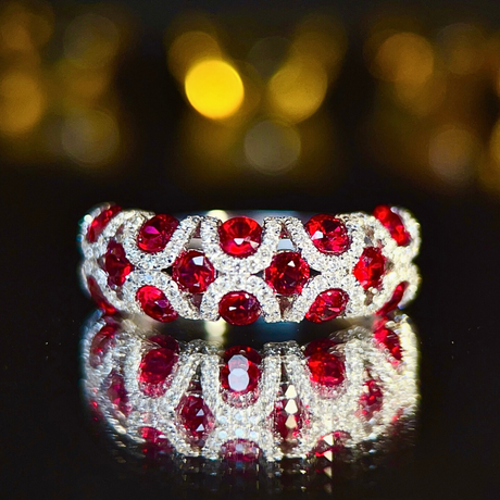 Natural Ruby and Diamond Halo Bracelet