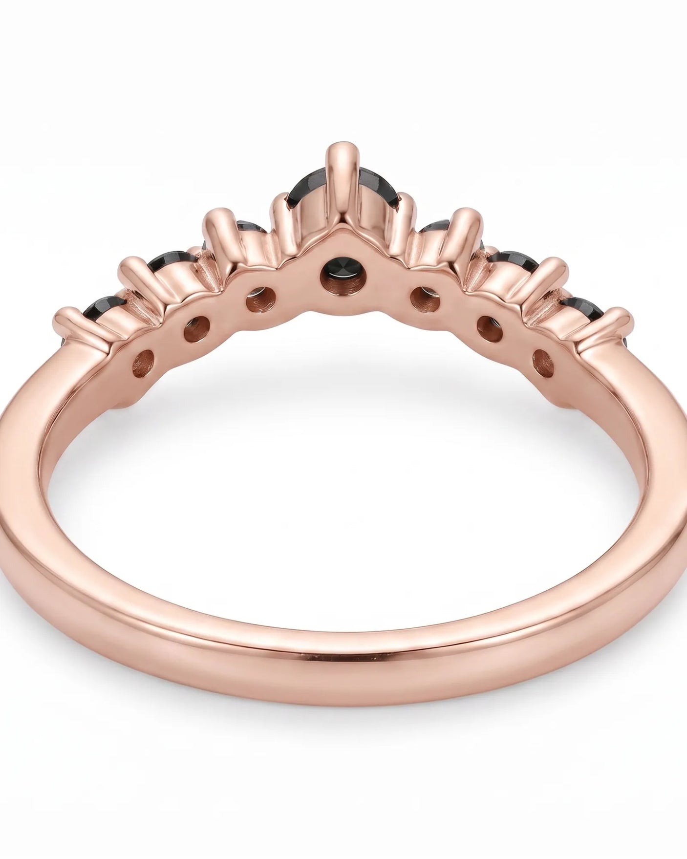 Black Diamond Curved Band in 18K Yellow Gold