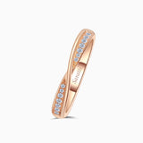 Rose Gold Twisted Shank Diamond Eternity Wedding Band | Saratti 