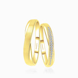 Yellow Gold Classic Diamond Half Eternity Band Pair | Saratti