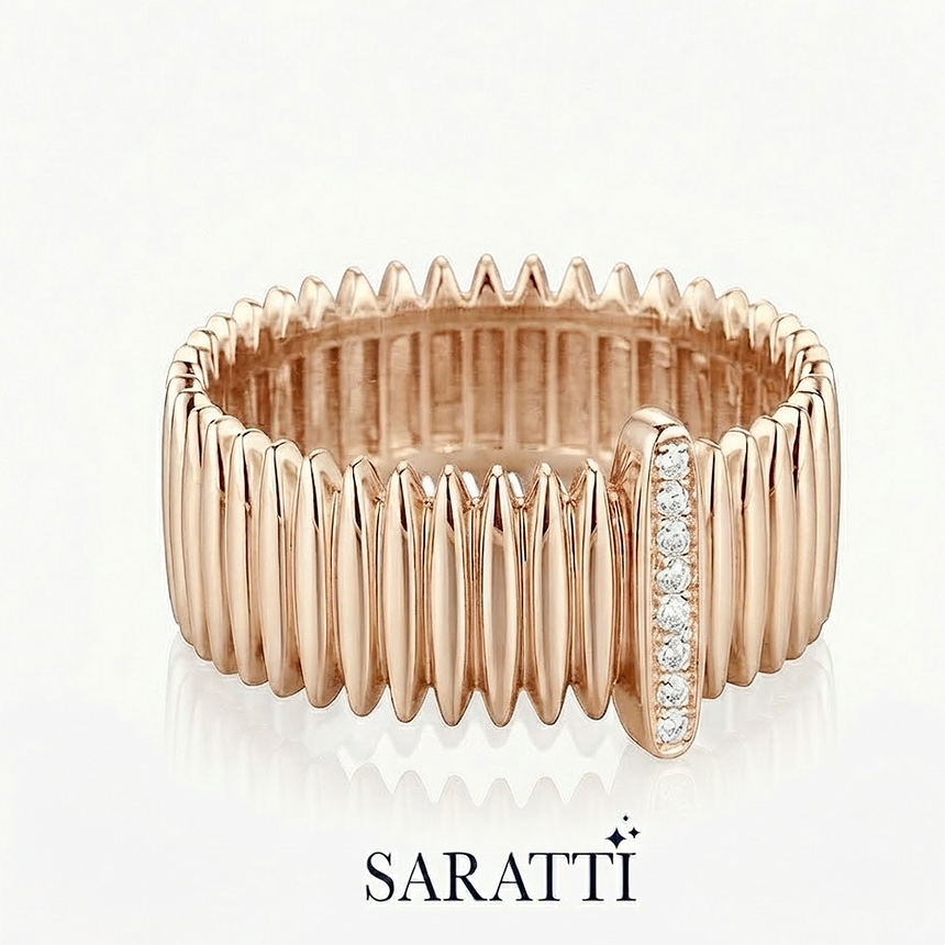 18K Rose Gold Natural Diamond Ring - SARATTI