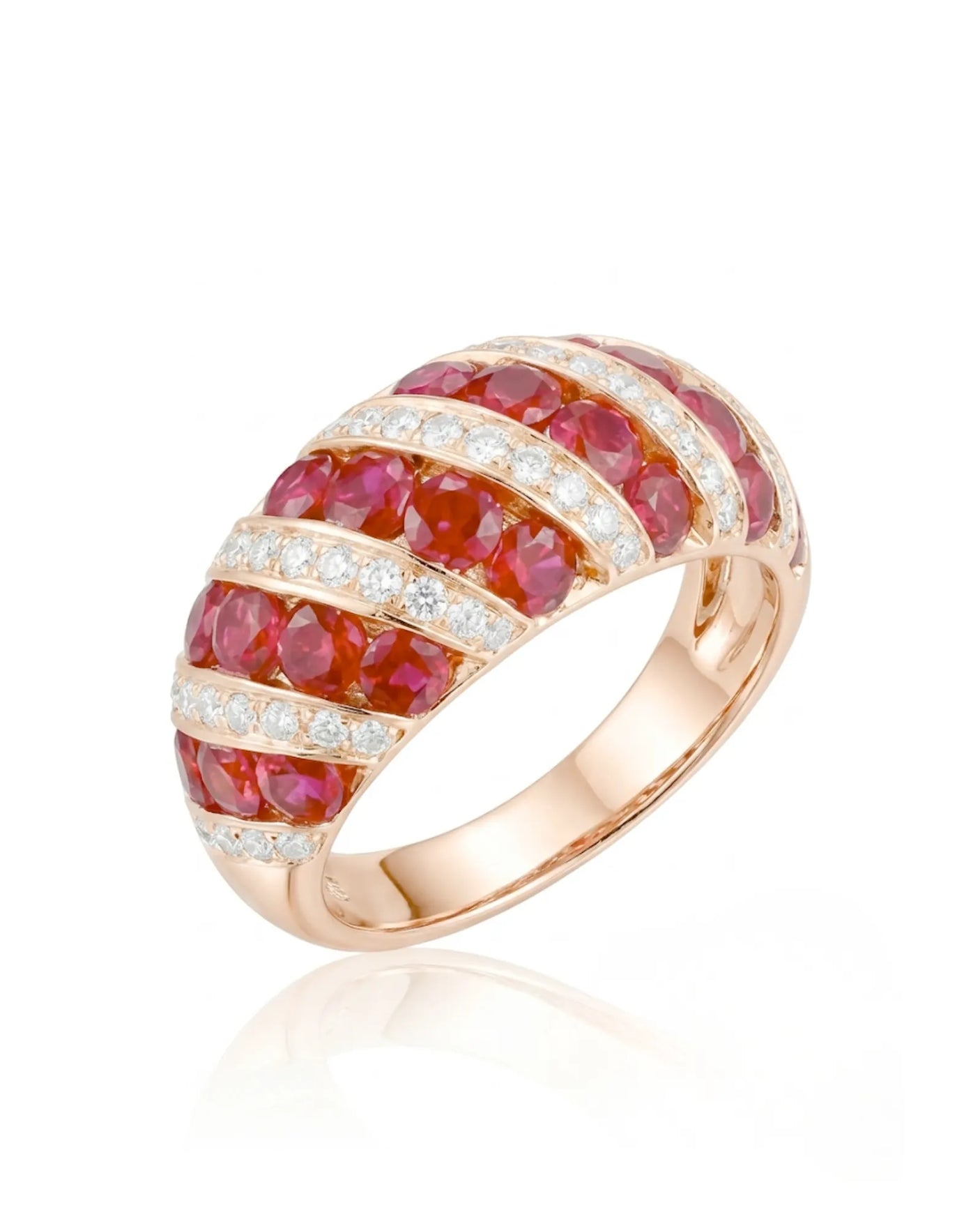 18K Rose Gold Natural Ruby & Diamonds Band - SARATTI