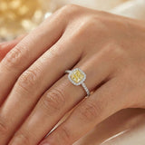 18K WHite Gold Fancy Yellow Natural Diamond Ring Tiffany Inspired Ring - SARATTI