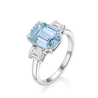 Emerald Cut Three Stone Aquamarine Ring Setting