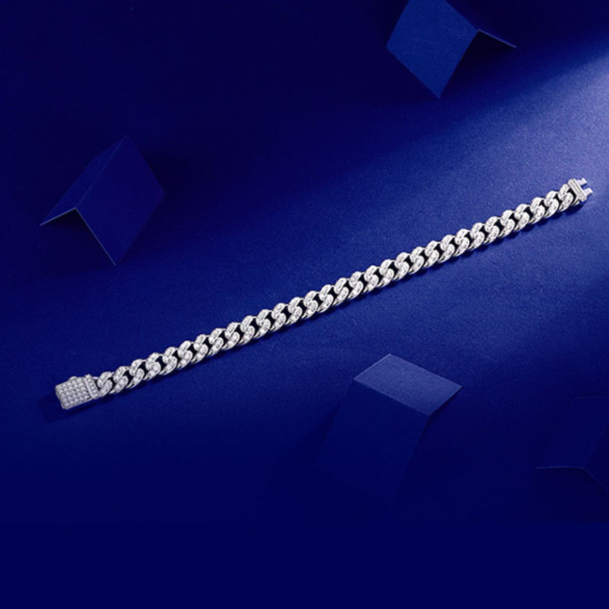 18K White Gold Chain Bracelet with Moissanite | Saratti 