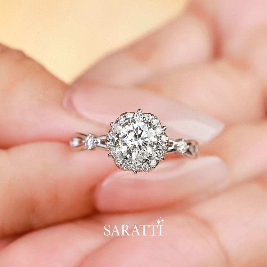 18K White Gold Natural Diamond Engagement Ring | Saratti