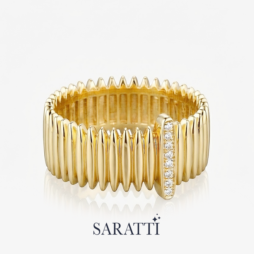 18K Yellow Gold Diamonds Fashion Ring - SARATTI