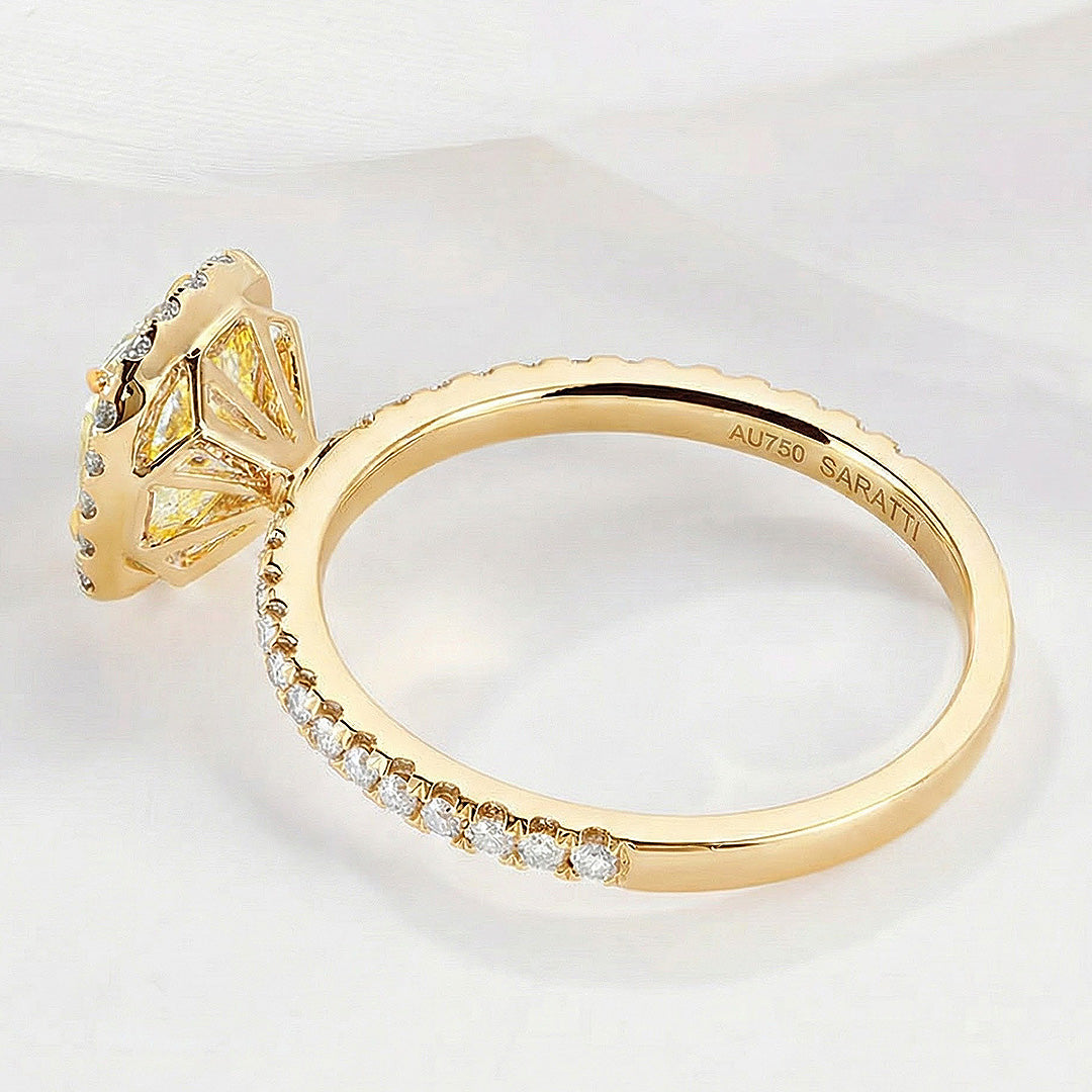 18K Yellow Gold Fancy Yellow Natural Diamond Ring - SARATTI 