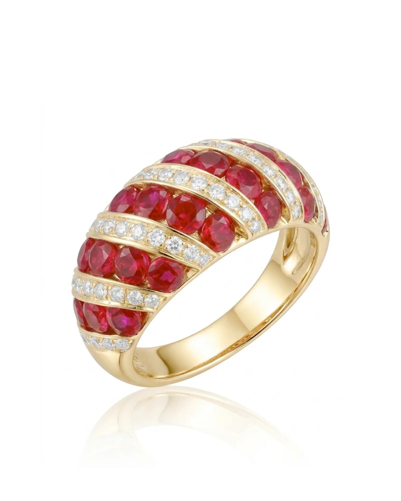 18K Yellow Gold Natural Ruby & Diamonds Band - SARATTI