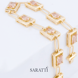 18K Yellow Gold Pink Gemstones - Natural Morganite Bracelet | SARATTI