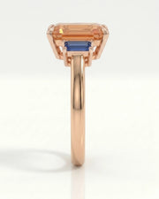18K rose gold Build My Ring setting with Imperial Topaz and blue sapphires | SARATTI
