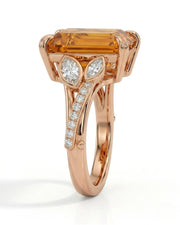 18K rose gold Build My Ring setting with Imperial Topaz and diamond leaves | SARATTI
