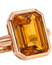 18K rose gold Imperial Topaz halo setting with orange sapphire accents - SARATTI