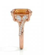 18K rose gold Natural Imperial Topaz setting with leaf-style diamond accents | SARATTI