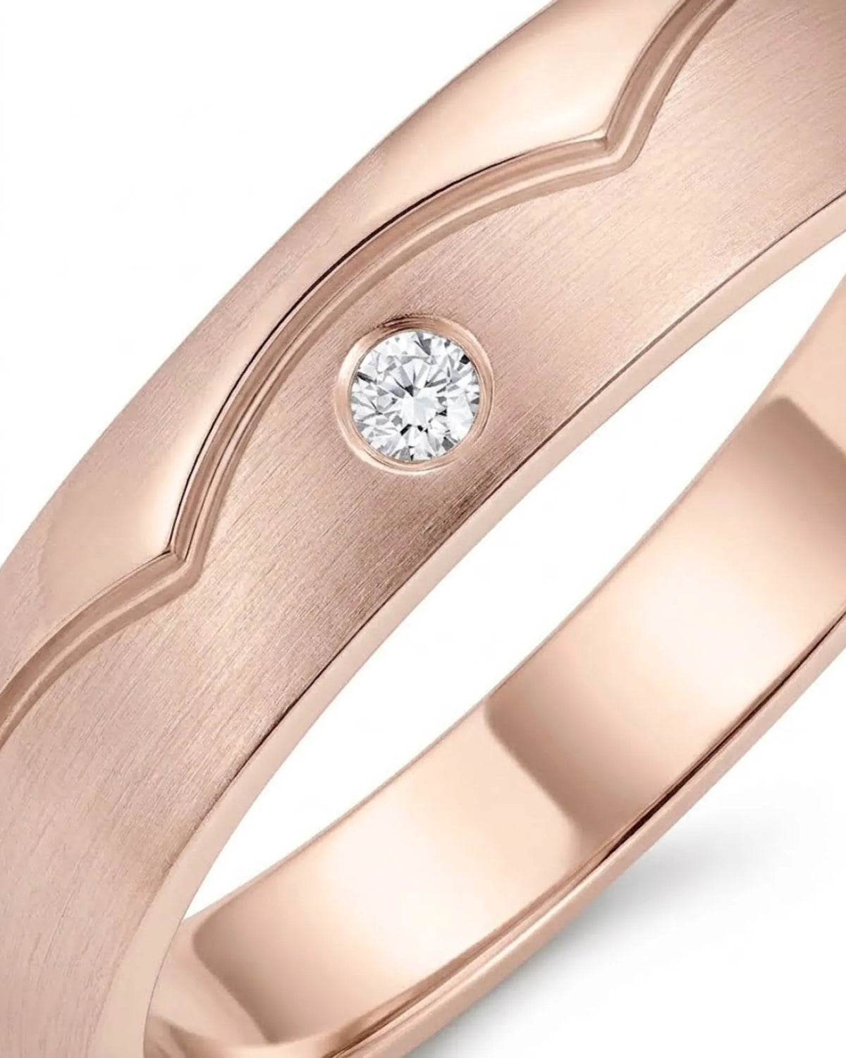 18K rose gold diamond wedding set featuring elegant half eternity detailing and coordinated band styling | SARATTI