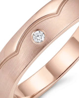 18K rose gold diamond wedding set featuring elegant half eternity detailing and coordinated band styling | SARATTI