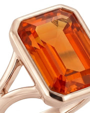 18K rose gold emerald cut Topaz bezel setting with open gallery - SARATTI