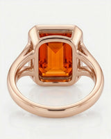 18K rose gold emerald cut Topaz bezel setting with open gallery | SARATTI