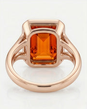 18K rose gold emerald cut Topaz bezel setting with open gallery | SARATTI