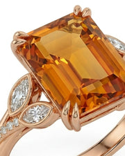 18K rose gold emerald cut Topaz setting with marquise diamond shoulders - SARATTI