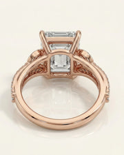 18K rose gold emerald cut Topaz setting with marquise diamond shoulders | SARATTI
