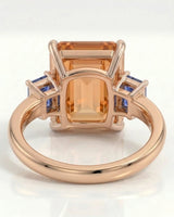 18K rose gold emerald cut Topaz setting with rectangular blue accents - SARATTI