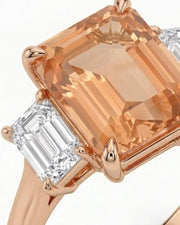 18K rose gold emerald cut Topaz setting with rectangular diamond accents - SARATTI