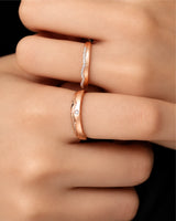 18K rose gold half eternity diamond wedding set for weddings, anniversaries, and coordinated couple styling | SARATTI