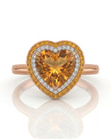 18K rose gold heart cut Topaz setting with diamond and sapphire frame - SARATTI