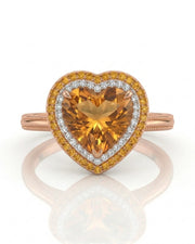 18K rose gold heart cut Topaz setting with diamond and sapphire frame - SARATTI