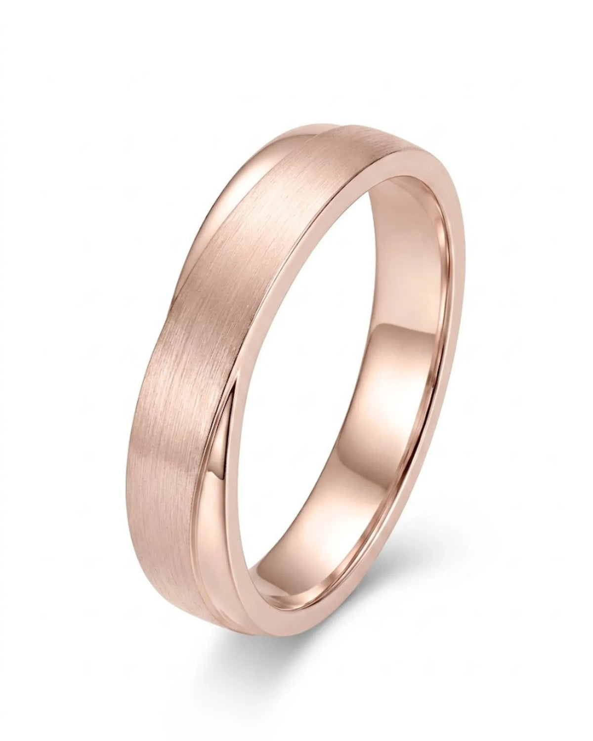 18K rose gold his and hers wedding rings featuring a classic diamond half eternity design -- SARATTI