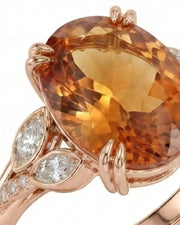 18K rose gold oval Natural Imperial Topaz setting with open floral side profile - SARATTI