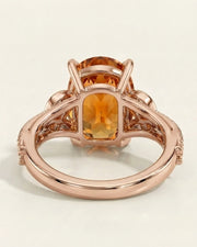 18K rose gold oval Natural Imperial Topaz setting with open floral side profile | SARATTI