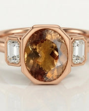 18K rose gold oval Topaz setting with open architectural gallery --- SARATTI