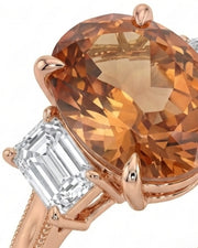 18K rose gold oval Topaz setting with open architectural gallery - SARATTI