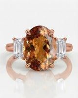 18K rose gold oval Topaz setting with open architectural gallery | SARATTI