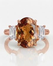 18K rose gold oval Topaz setting with open architectural gallery | SARATTI