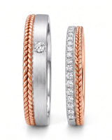18K two tone gold his and hers wedding rings for weddings, anniversaries, and meaningful couple gifts - SARATTI