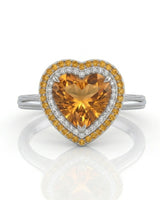 18K white gold Imperial Topaz setting with orange sapphire and diamond halo | SARATTI