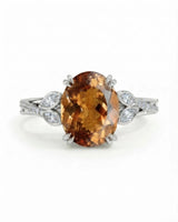 18K white gold Natural Imperial Topaz setting with marquise diamond leaf detail | SARATTI