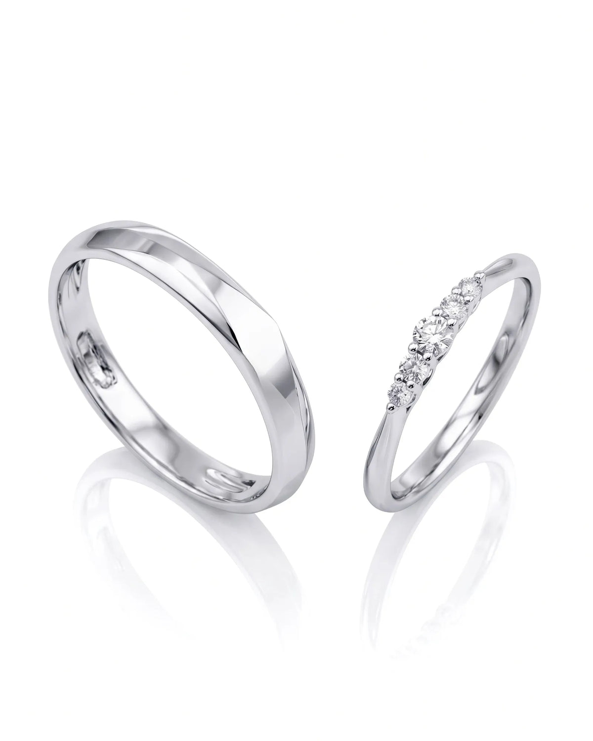 18K white gold couple wedding rings featuring refined diamond details and timeless craftsmanship | SARATTI