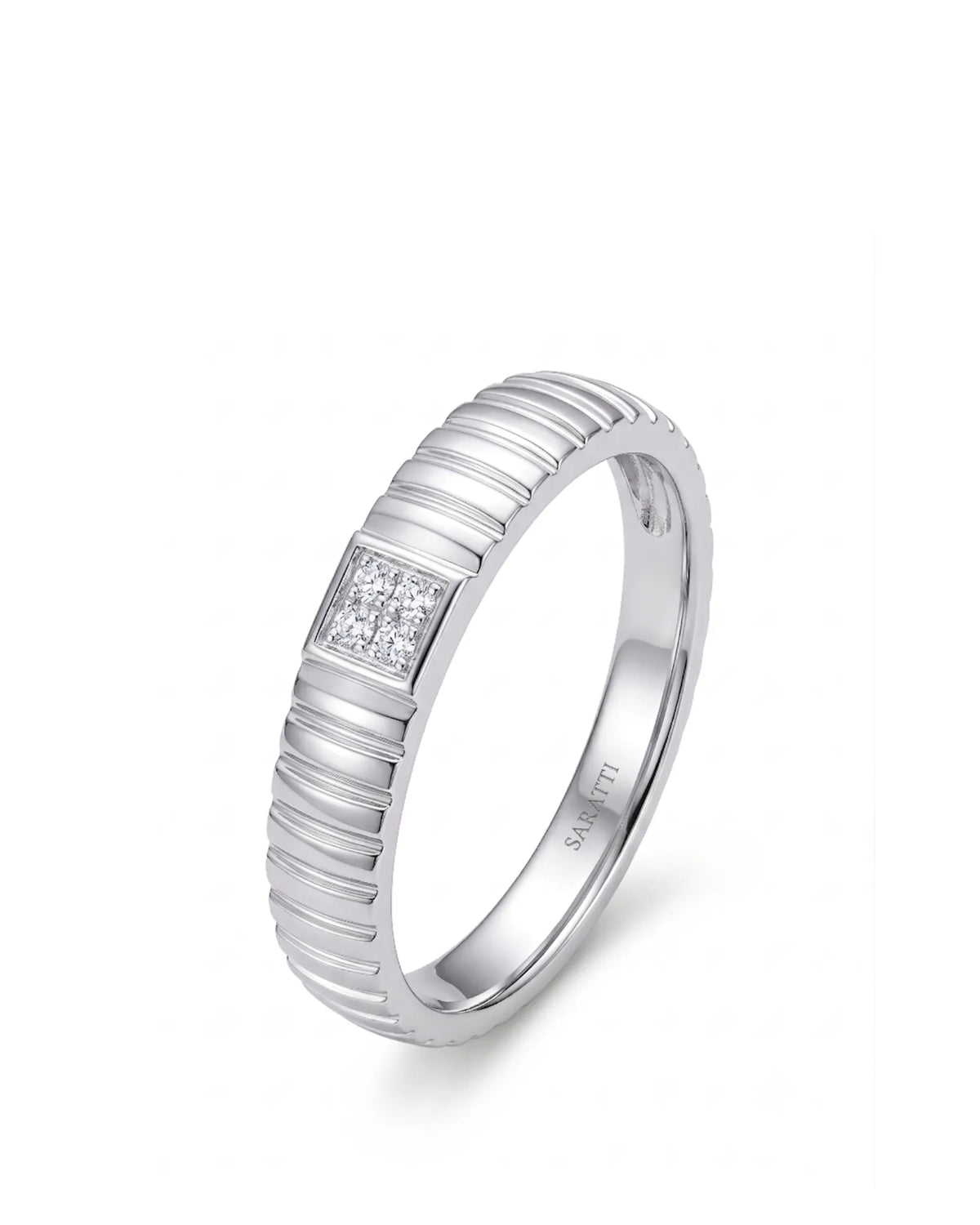 18K white gold diamond wedding ring set for weddings, anniversaries, engagements, and meaningful gifts | SARATTI