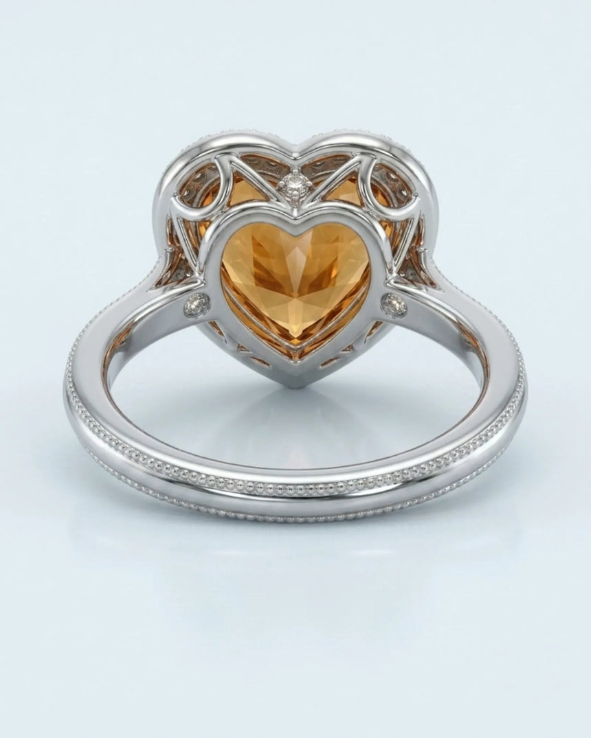 18K white gold heart cut Topaz setting with open heart gallery - SARATTI