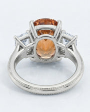 18K white gold oval Topaz three-stone setting with open gallery | SARATTI